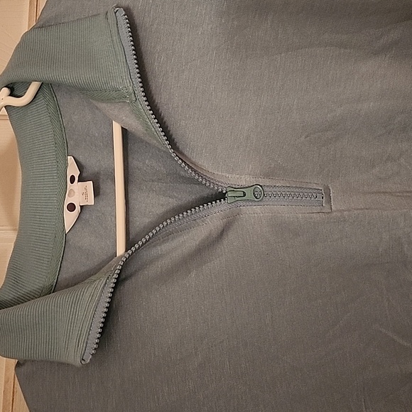 Three Dots Light Blue Quarter-Zip Pullover - Picture 4 of 9
